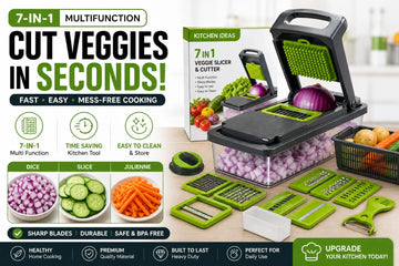 7 in 1 Multifunction Vegetable Cutter | Manual Veggie Slicer, Chopper & Dicer Kitchen Tool