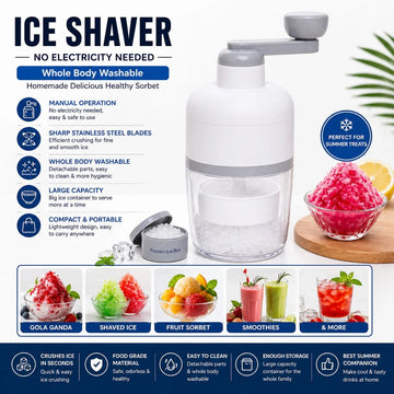 Manual Ice Crusher Machine | Portable Gola Ganda Maker | Hand Ice Shaver for Home, Kitchen & Summer Drinks