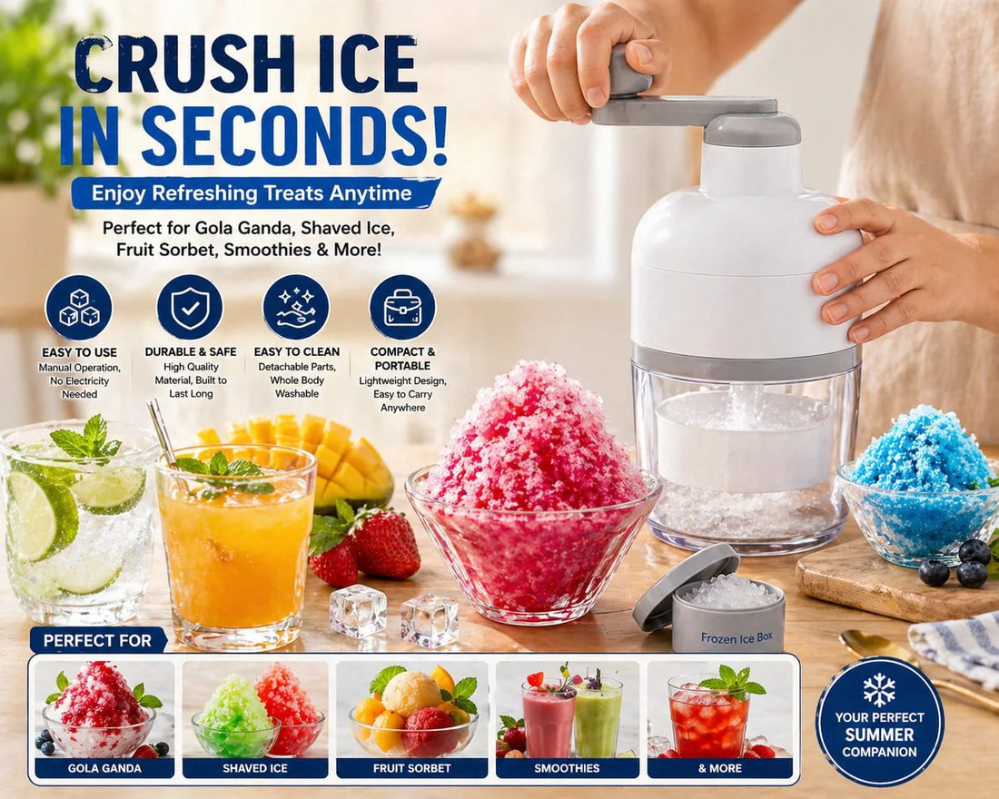 Manual Ice Crusher Machine | Portable Gola Ganda Maker | Hand Ice Shaver for Home, Kitchen & Summer Drinks