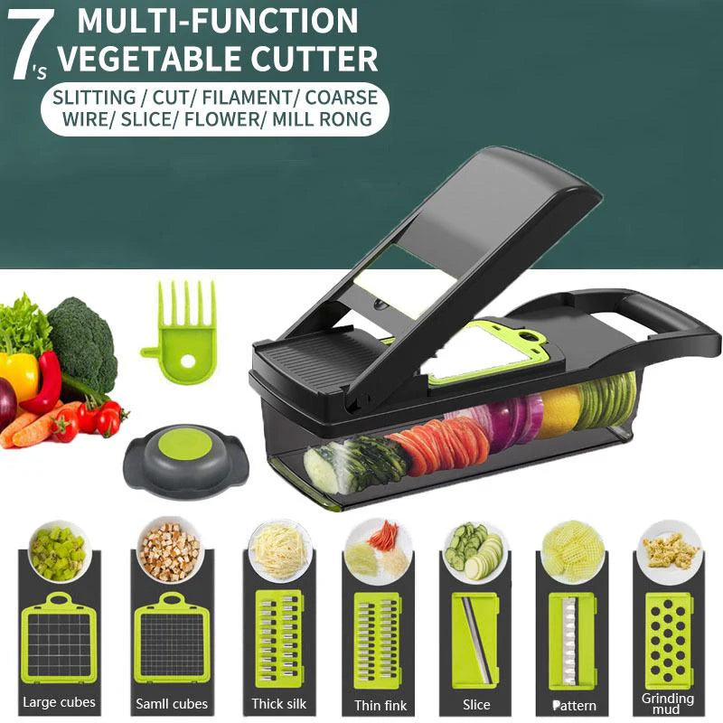 7 in 1 Multifunction Vegetable Cutter | Manual Veggie Slicer, Chopper & Dicer Kitchen Tool